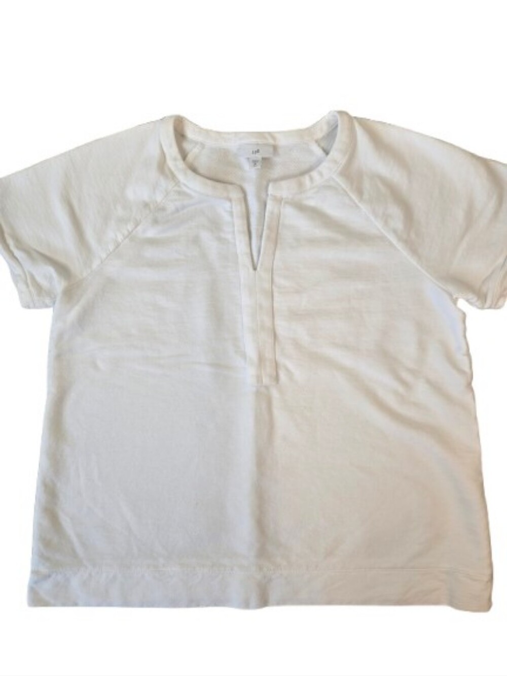 J. Jill Cotton White V-Neck Top Size Medium Tall Elevated Basic